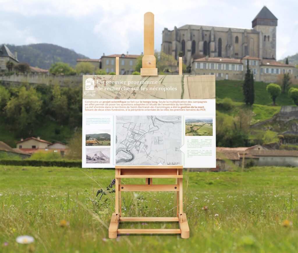 Maquette panneau Archéologie au village à Saint-Bertrand-de-Comminges